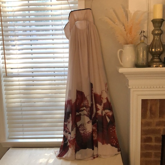 Stunning Free People NWT Maxi, Nude with black and red flowers, strapless - Picture 9 of 15